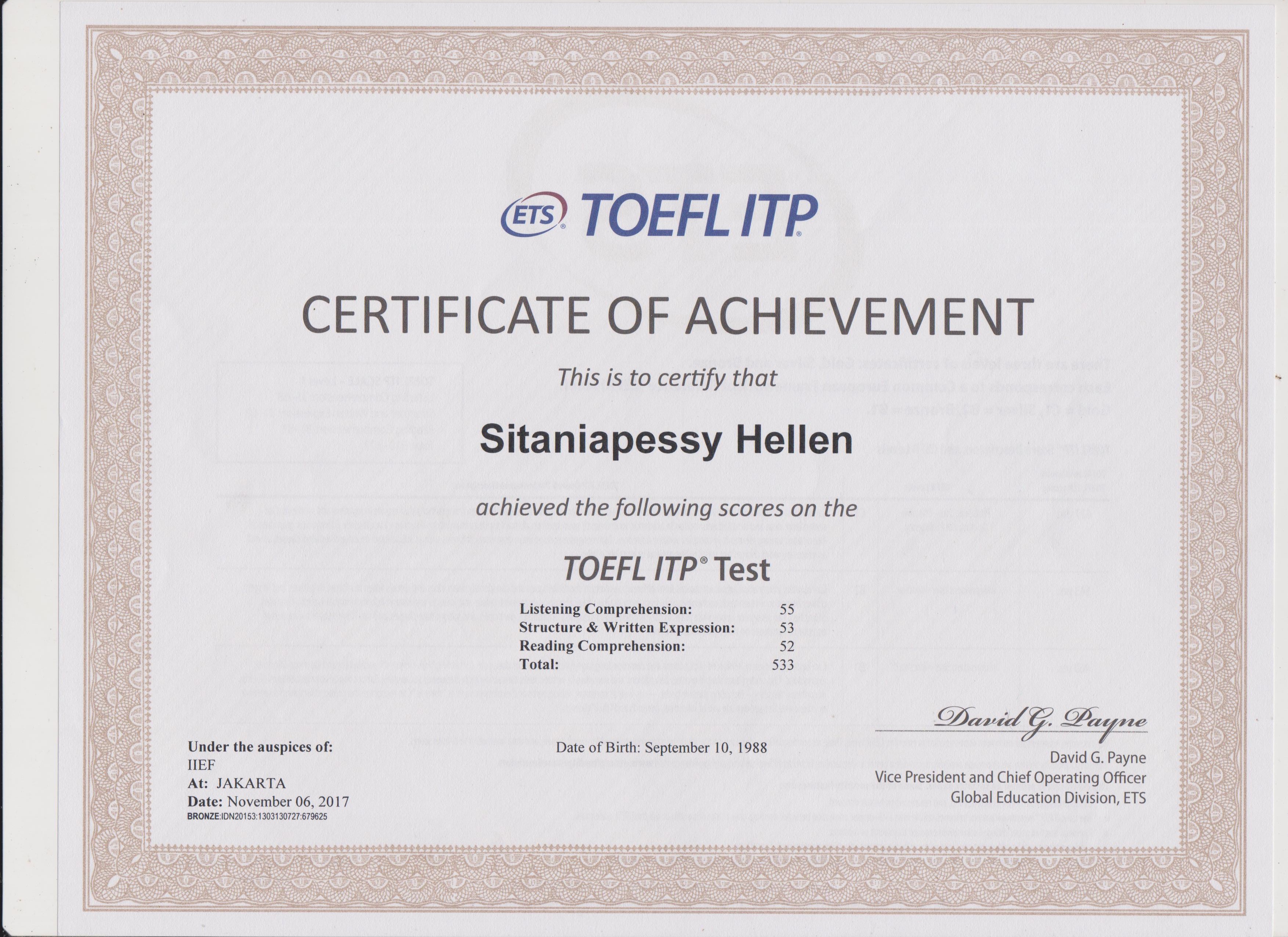 Apakah teman2 ada yang pernah mengikuti test Toefl ITP Kalau sudah teman2 pasti tahu gambar diatas ini Yup… gambar diatas adalah gambar certificate